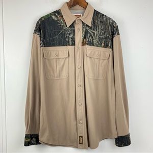 Gamehide size Large Men’s Tan Camouflage Hush Hide Button Up Long Sleeve Shirt
